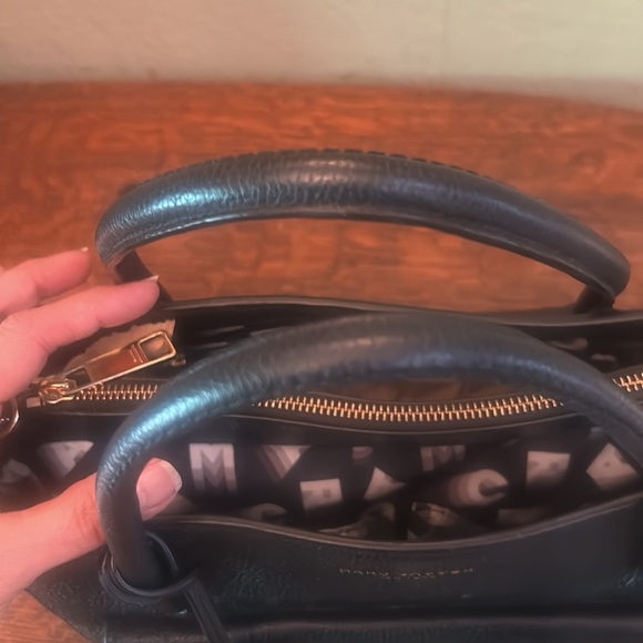 Marc Jacobs 2 Way Cadena Charm Black Pebbled Leather Satchel - Picture 7 of 15